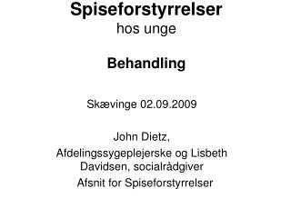 spiseforstyrrelser hos unge behandling