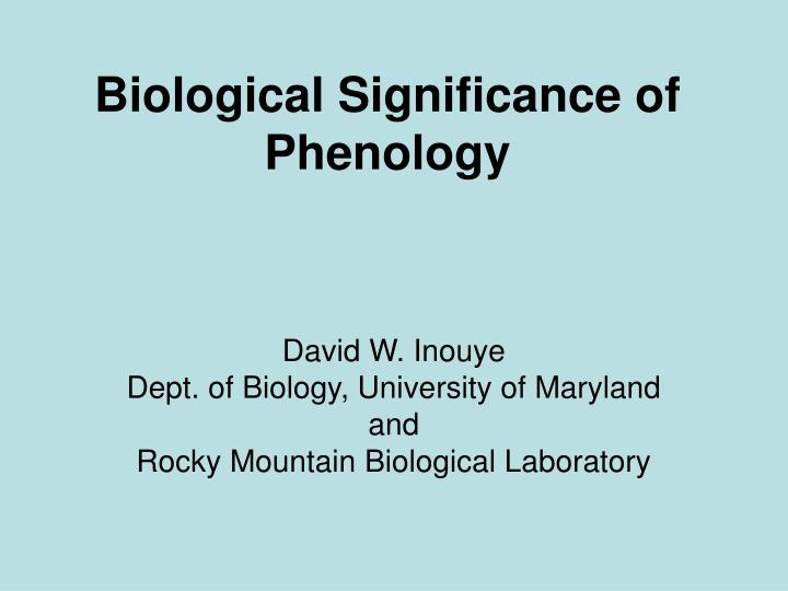 biological significance of phenology