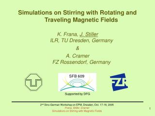 Simulations on Stirring with Rotating and Traveling Magnetic Fields