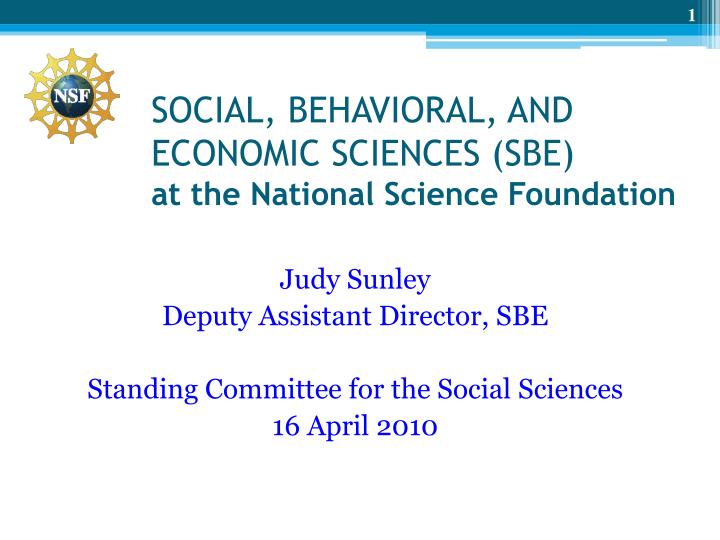 social behavioral and economic sciences sbe at the national science foundation