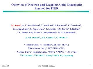 Overview of Neutron and Escaping Alpha Diagnostics Planned for ITER
