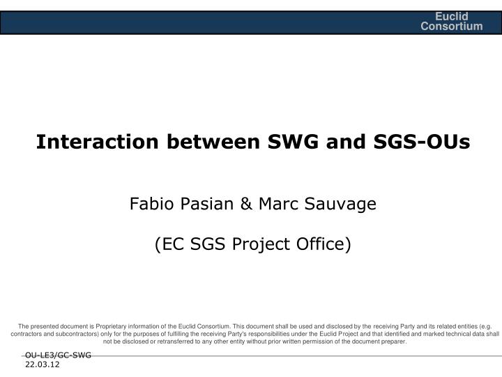 interaction between swg and sgs ous fabio pasian marc sauvage ec sgs project office