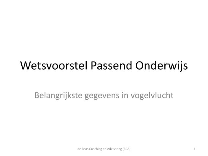 wetsvoorstel passend onderwijs