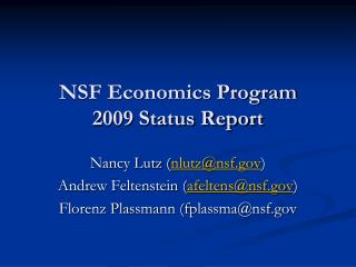 NSF Economics Program 2009 Status Report