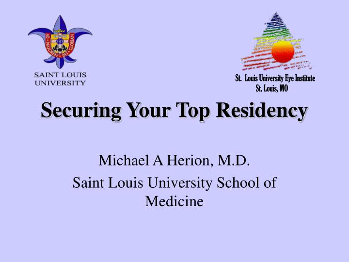 securing your top residency