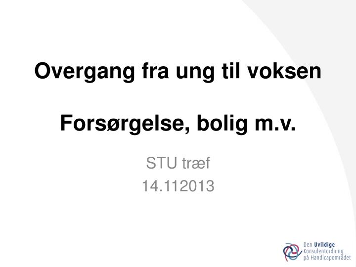 overgang fra ung til voksen fors rgelse bolig m v