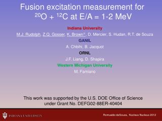 Fusion excitation measurement for 20 O + 12 C at E/A = 1-2 MeV