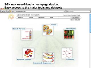 SGN new user-friendly homepage design. Easy access to the major tools and datasets