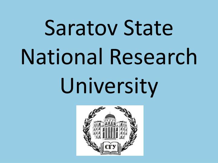 saratov state national research university