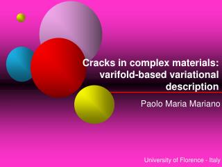 Cracks in complex materials: varifold-based variational description