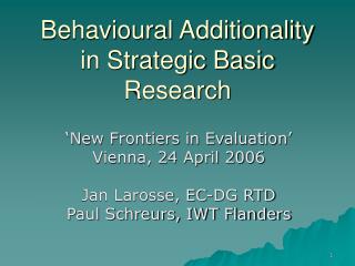 Behavioural Additionality in Strategic Basic Research