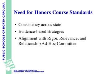 Need for Honors Course Standards