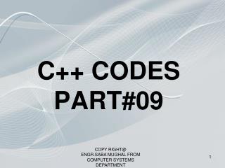 C++ CODES PART#09