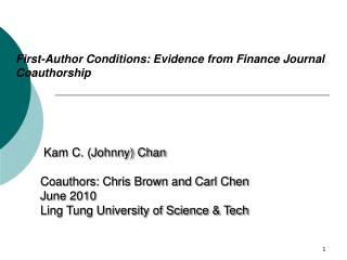 First-Author Conditions: Evidence from Finance Journal Coauthorship