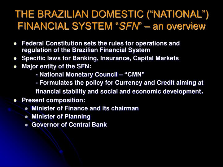 the brazilian domestic national financial system sfn an overview