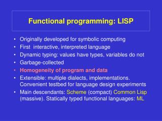 Functional programming: LISP