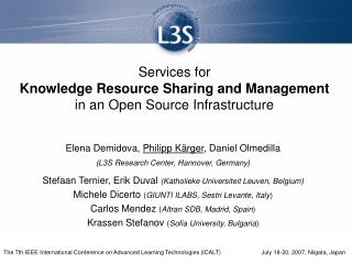 Services for Knowledge Resource Sharing and Management in an Open Source Infrastructure
