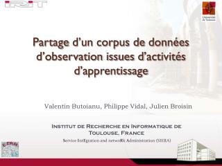 partage d un corpus de donn es d observation issues d activit s d apprentissage