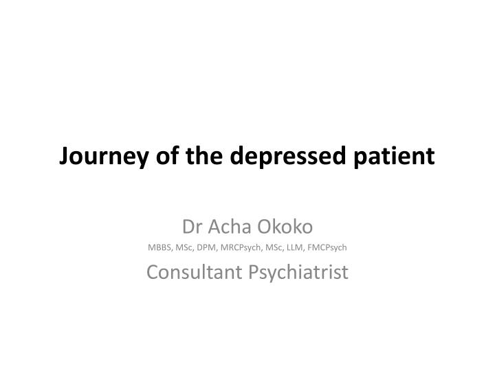 journey of the depressed patient