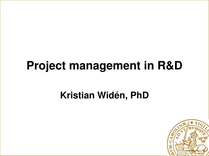 project management in r d