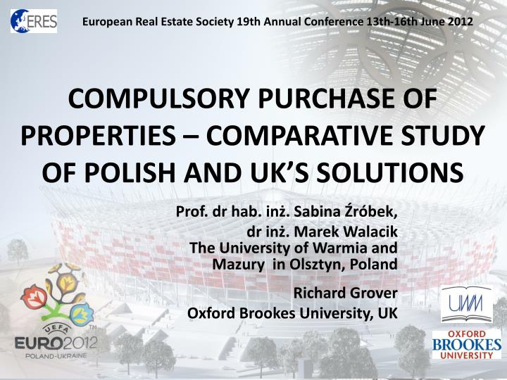compulsory purchase of properties comparative study of polish and uk s solutions