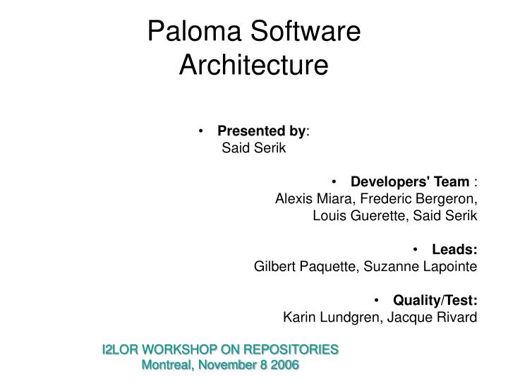 paloma software architecture