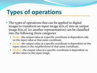 Types of operations