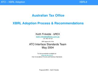 Australian Tax Office XBRL Adoption Process &amp; Recommendations