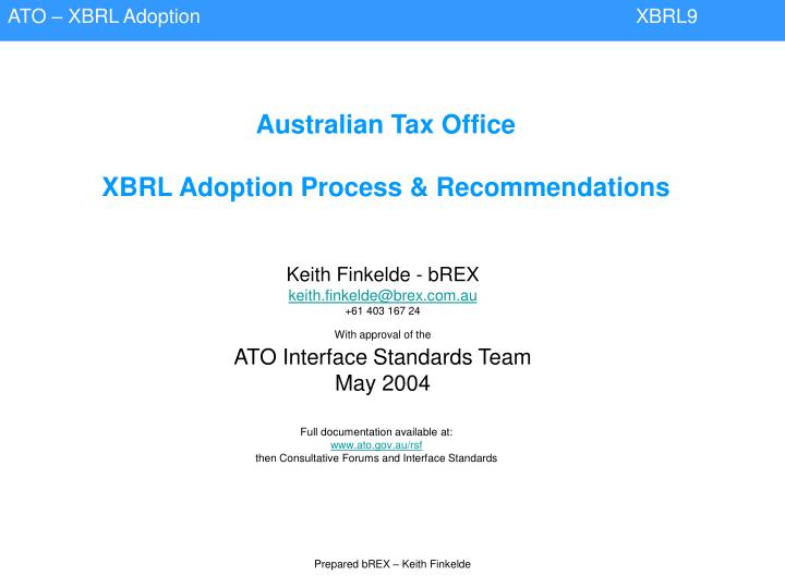 australian tax office xbrl adoption process recommendations