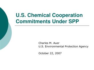 U.S. Chemical Cooperation Commitments Under SPP