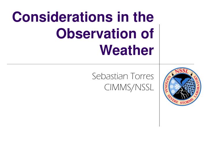 considerations in the observation of weather