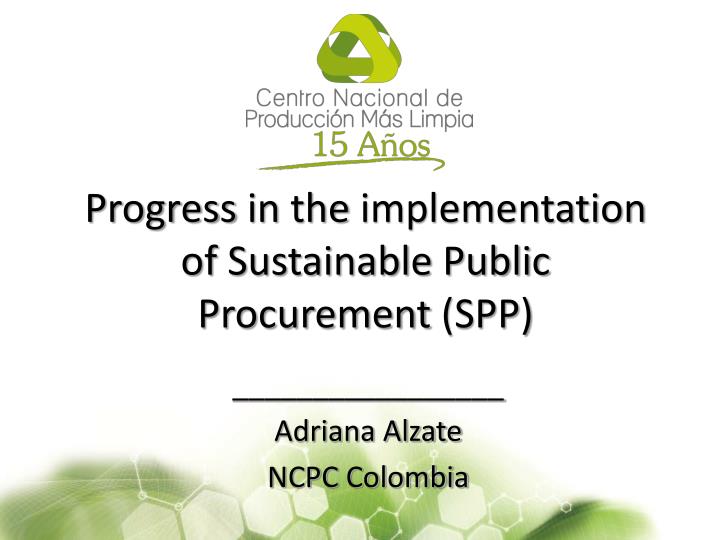progress in the implementation of sustainable public procurement spp