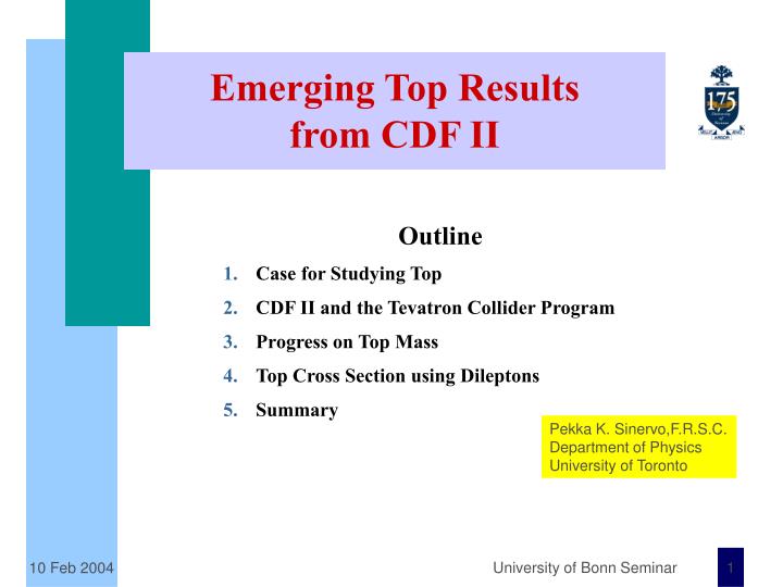 emerging top results from cdf ii
