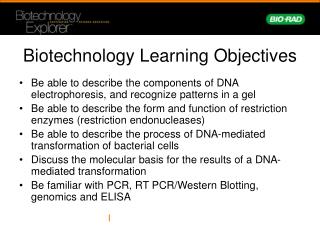 Biotechnology Learning Objectives