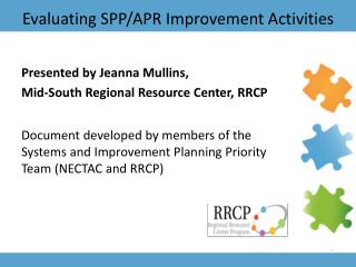 Evaluating SPP/APR Improvement Activities