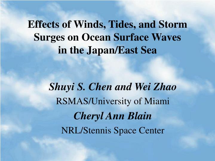 effects of winds tides and storm surges on ocean surface waves in the japan east sea