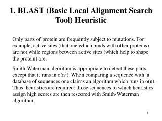 1. BLAST (Basic Local Alignment Search Tool) Heuristic