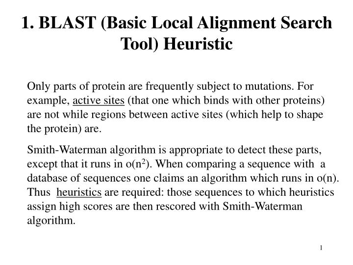 1 blast basic local alignment search tool heuristic