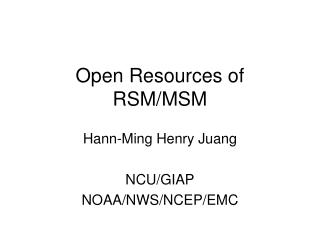 Open Resources of RSM/MSM