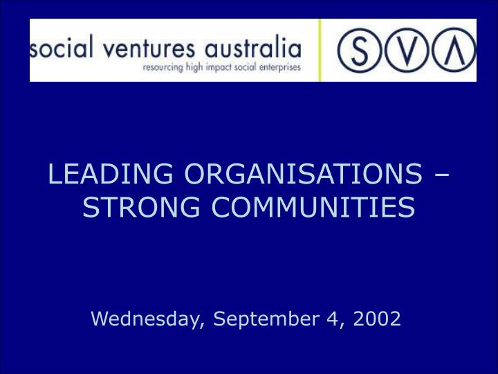 leading organisations strong communities