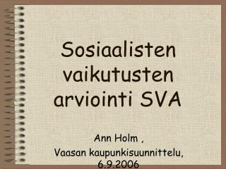 sosiaalisten vaikutusten arviointi sva