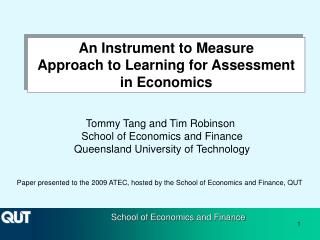 An Instrument to Measure Approach to Learning for Assessment in Economics