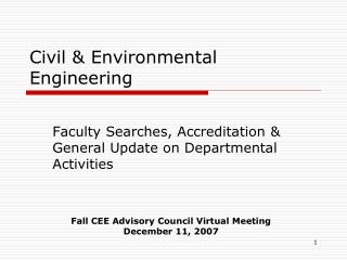 Civil &amp; Environmental Engineering