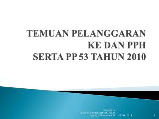 temuan pelanggaran ke dan pph serta pp 53 tahun 2010