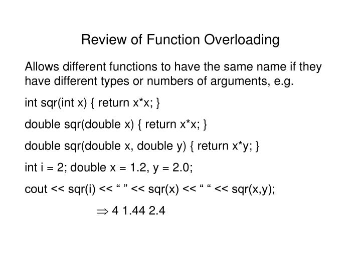 review of function overloading