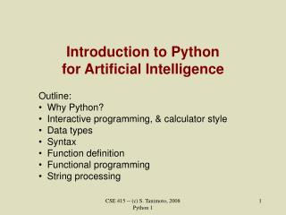 Introduction to Python for Artificial Intelligence