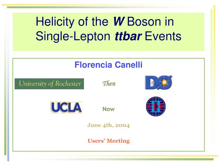 helicity of the w boson in single lepton ttbar events