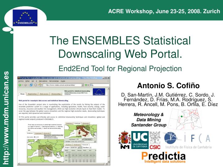 the ensembles statistical downscaling web portal end2end tool for regional projection