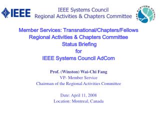 IEEE Systems Council Regional Activities &amp; Chapters Committee