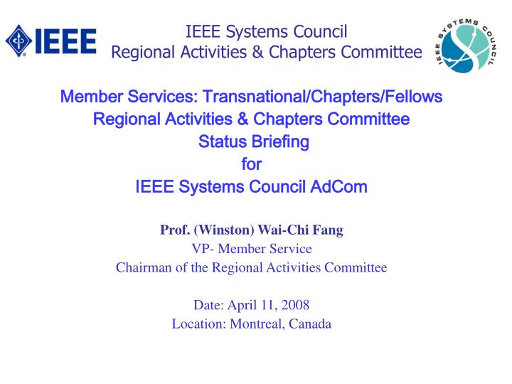ieee systems council regional activities chapters committee